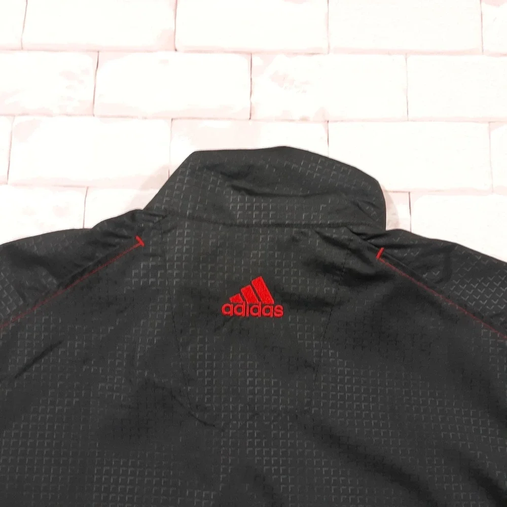 Adidas Golf Windbreaker Jacket Full Zip Mens Medium Black Embroidered Climaproof